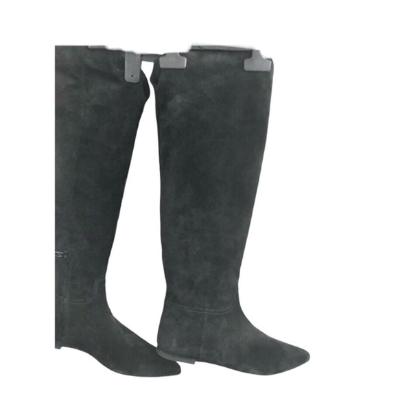 Polo Ralph Lauren black Calf Suede/Calf Leather knee-high flat pointy toe boots - Picture 6 of 16